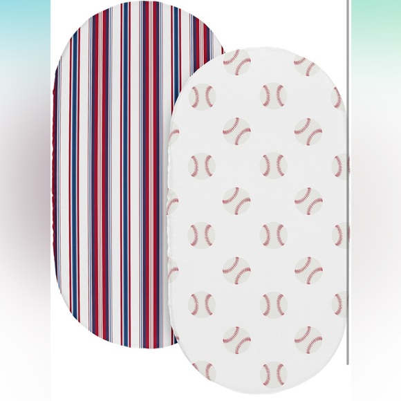 Sweet Jojo Designs Baseball Boy Baby Bassinet Sheets – 2pack - Picture 2 of 8
